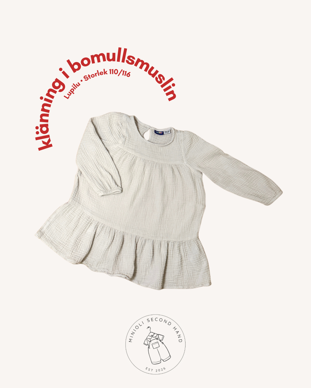 Klänning i bomullsmuslin - Storlek 110/116