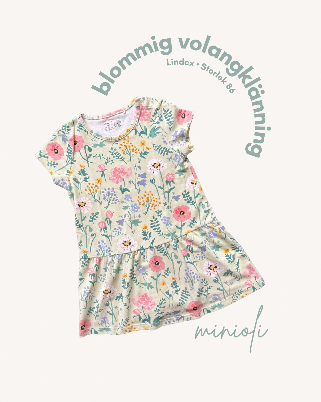 Blommig klänning - Storlek 86