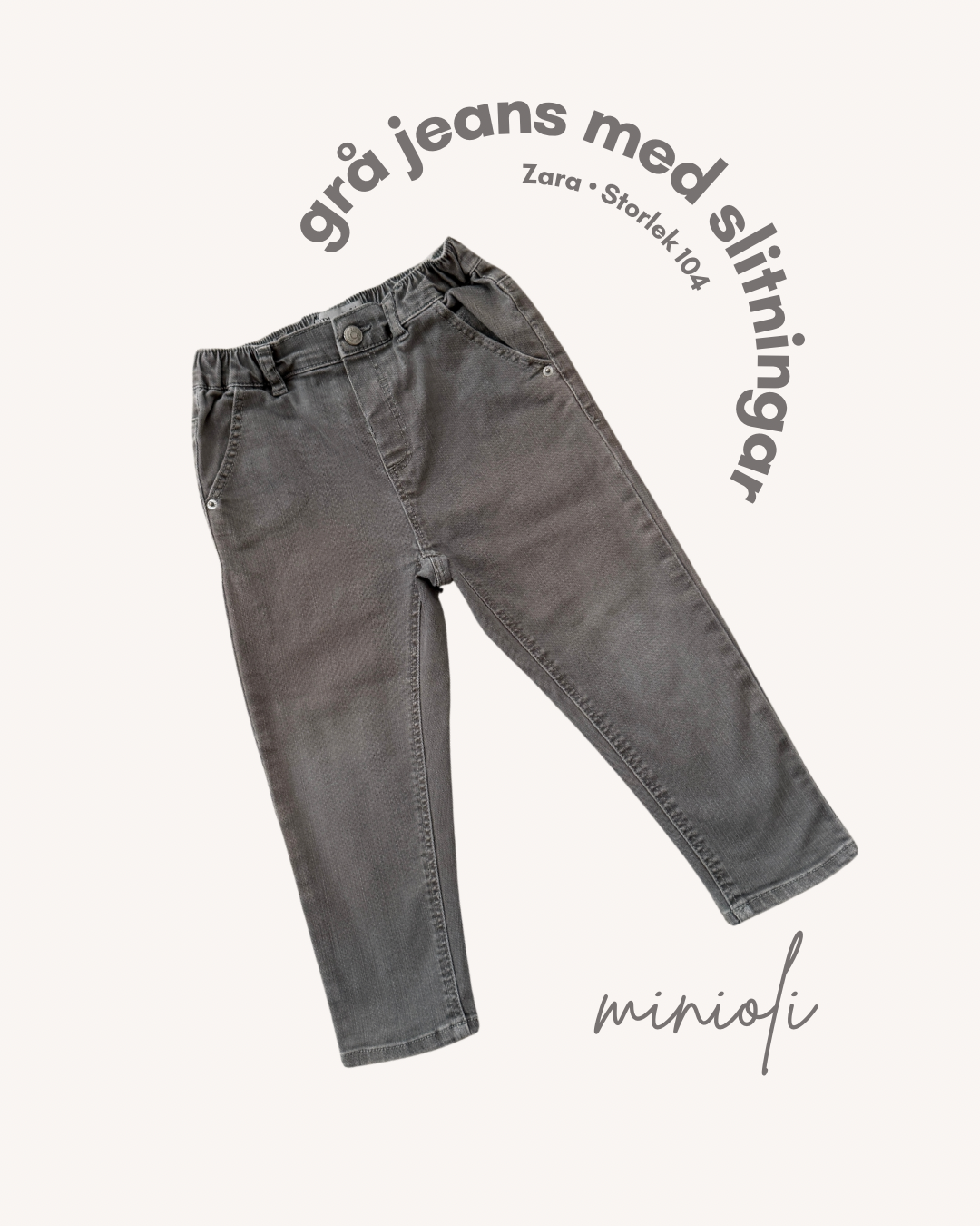 Grå jeans med slitningar - Storlek 104