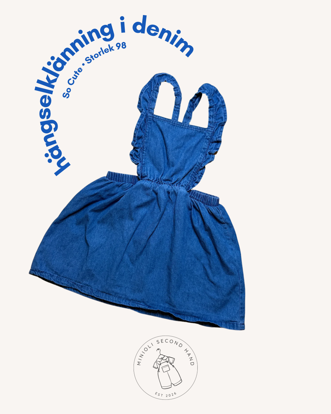 Hängselklänning i denim - Storlek 98