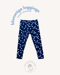 Mörkblå leggings med blommor - Storlek 104