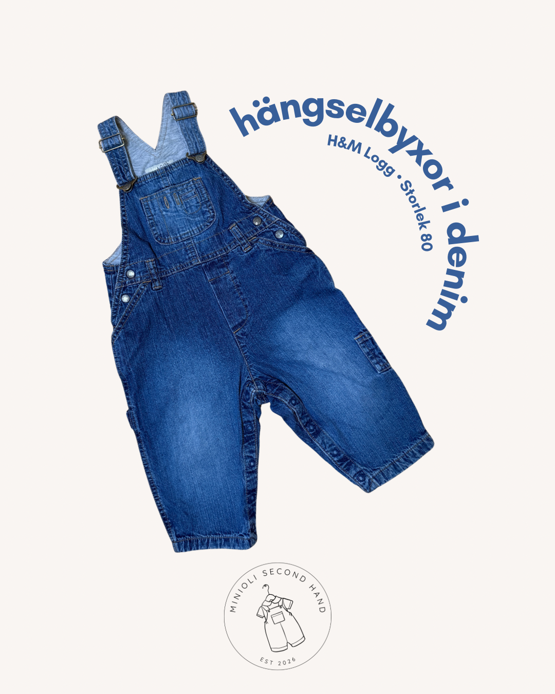 Hängselbyxor i denim - Storlek 80