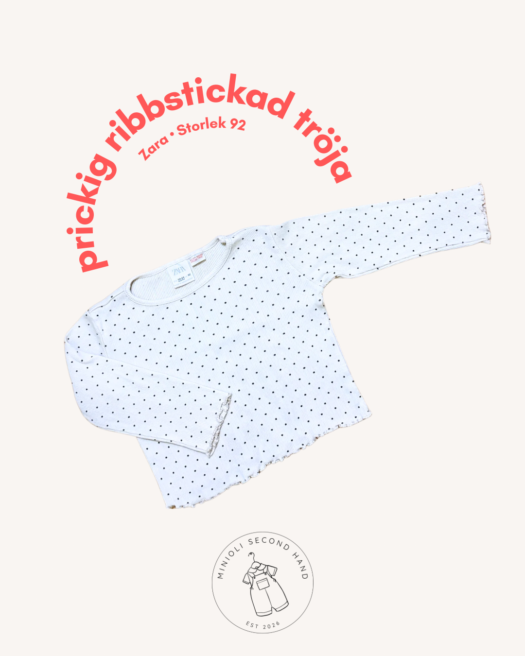 Prickig ribbstickad tröja - Storlek 92