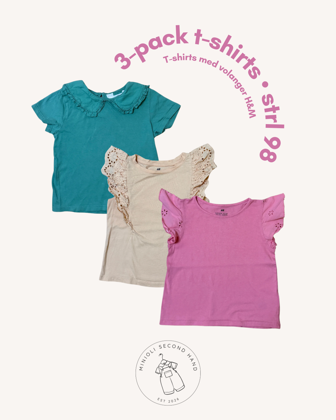 3-pack somriga t-shirts - Storlek 98/104
