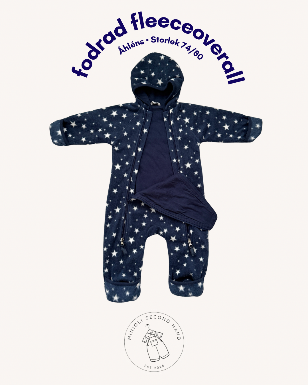 Fodrad fleeceoverall - Storlek 74/80
