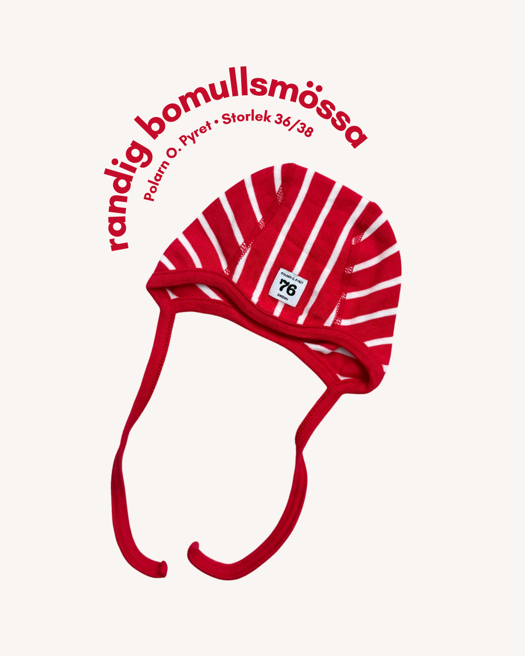 Randig bomullsmössa - Storlek 36/38